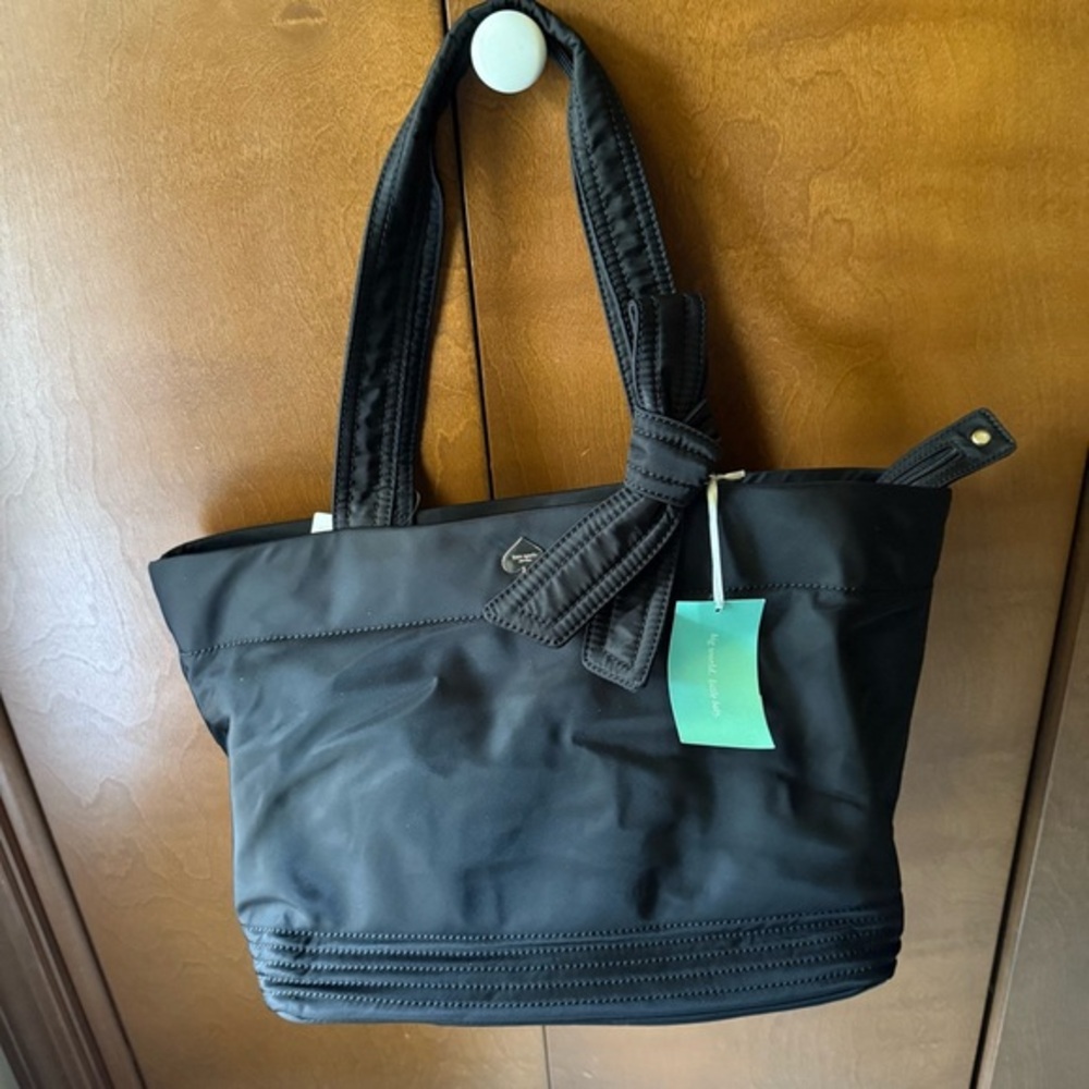Kate Spade NWT Sophia Grace Black Nylon Diaper or Tote Bag NWT Ret $298 Bow